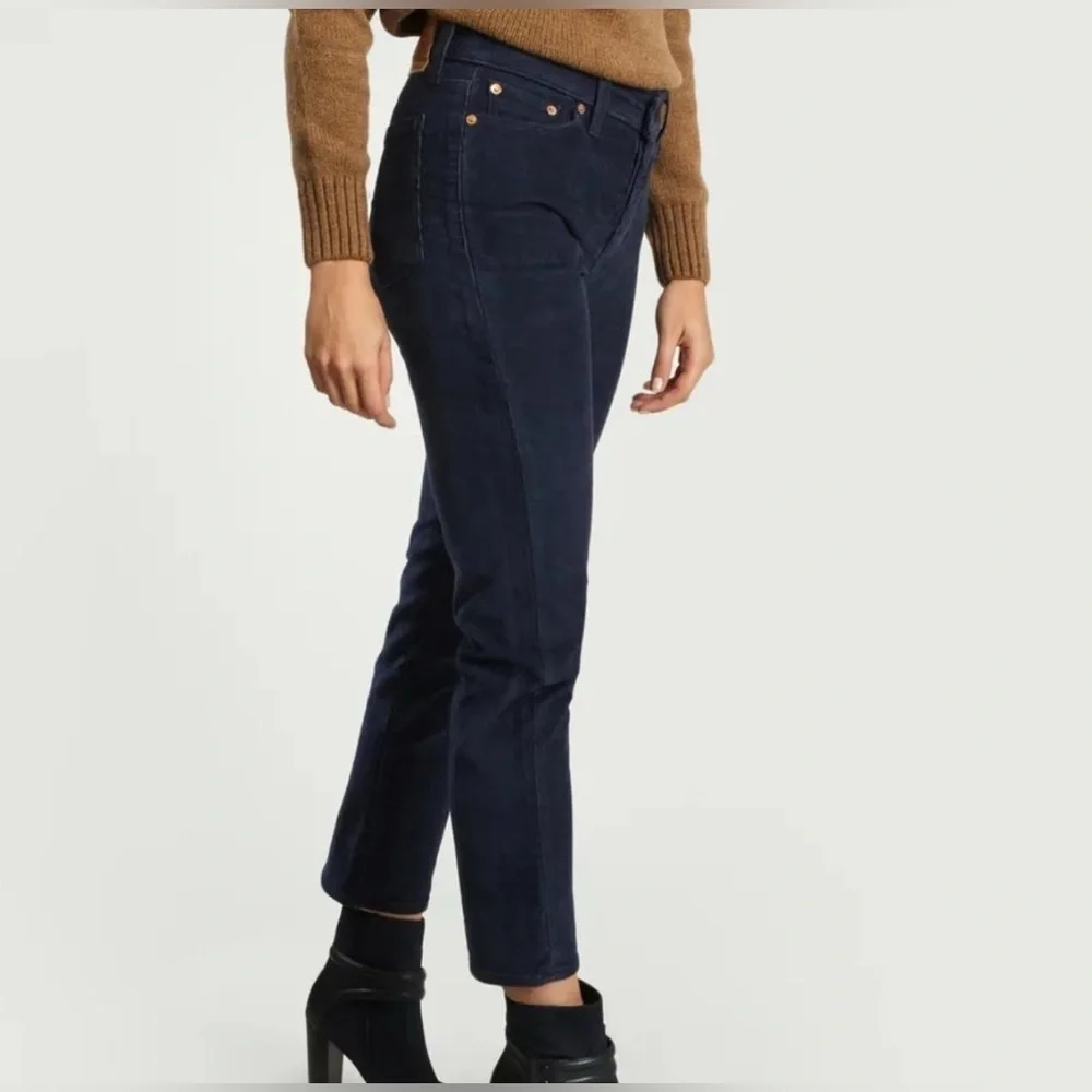 Levi’s Premium Wedgie Straight Corduroy Pants • Sz 27 • Muted Slate Blue